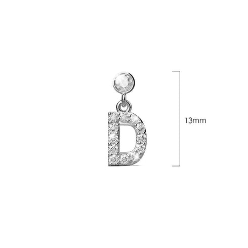 Solid 925 Sterling Silver Initial Crystal Personalised Alphabet Letter Earrings